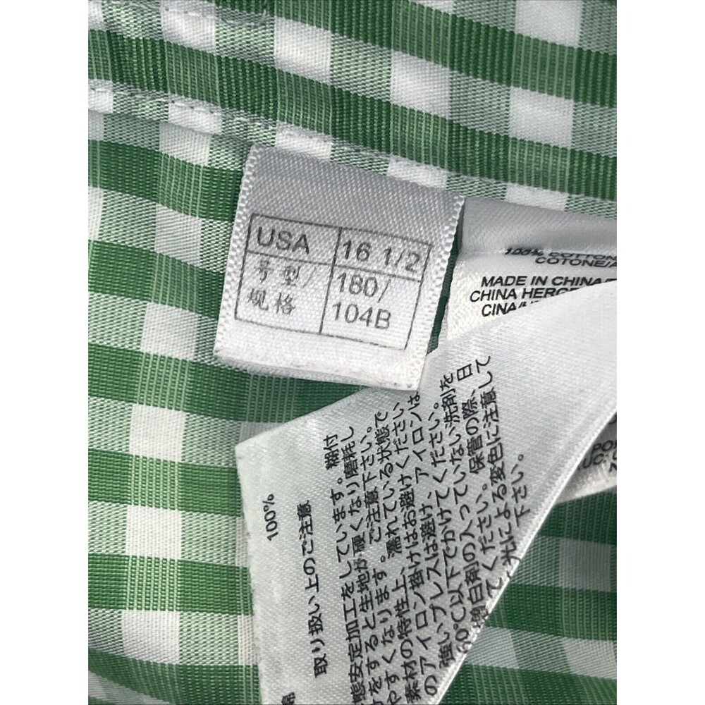 Brooks Brothers 346 Shirt Mens 16.5 -2/3 Button Up Green Check Non Iron Cotton - Picture 7 of 10